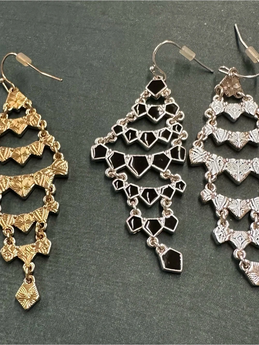 Dangle Chandelier Earring Pink Gold And Black Silver Bundle B11